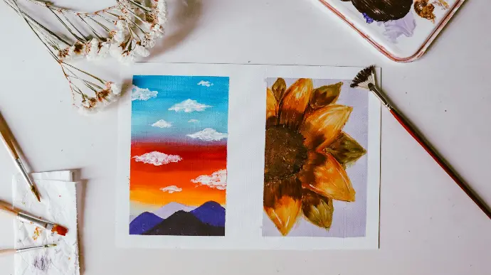 yellow and brown flower painting